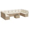 vidaXL Salon de jardin 11 pcs avec coussins beige r&eacute;sine tress&eacute;e