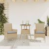 vidaXL Ensemble &agrave; manger de jardin et coussins 3 pcs beige rotin verre