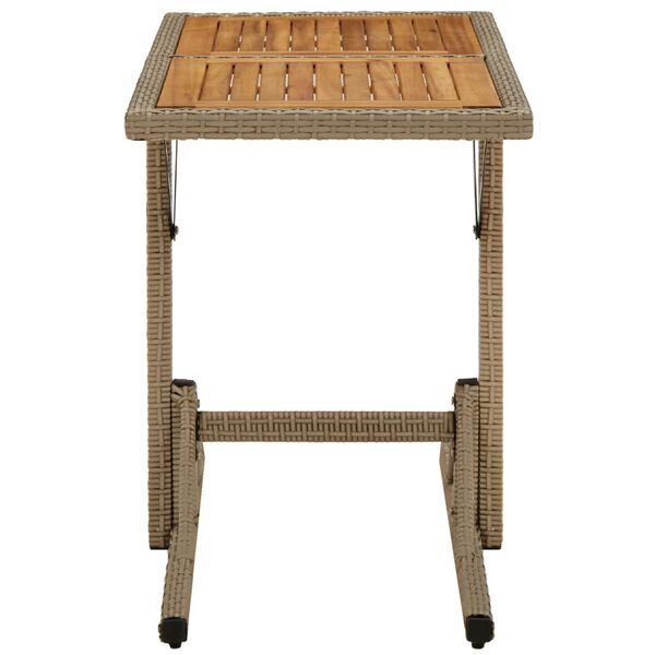 vidaXL Table de jardin Beige Bois massif d'acacia et poly rotin