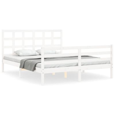 vidaXL Cadre de lit sans matelas blanc bois de pin massif