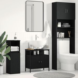 vidaXL Armoire lavabo de salle de bain ch&ecirc;ne noir 60x30x60 cm