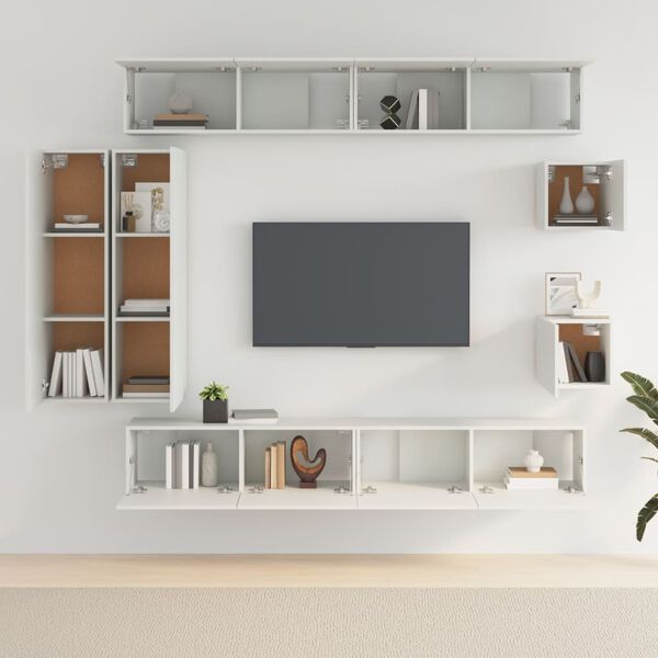 vidaXL Ensemble de meubles TV 8 pcs Blanc Bois d'ing&eacute;nierie