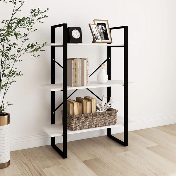 vidaXL Biblioth&egrave;que &agrave; 3 niveaux Blanc 80x30x105 cm Bois de pin massif