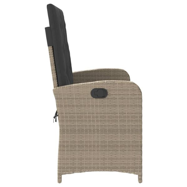 vidaXL Banc inclinable de jardin et coussins gris clair r&eacute;sine tress&eacute;e