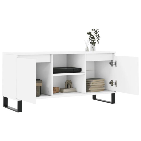 vidaXL Meuble TV blanc 104x35x50 cm bois d'ing&eacute;nierie