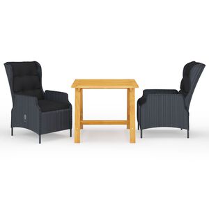 vidaXL Ensemble &agrave; manger de jardin 3 pcs Gris fonc&eacute;