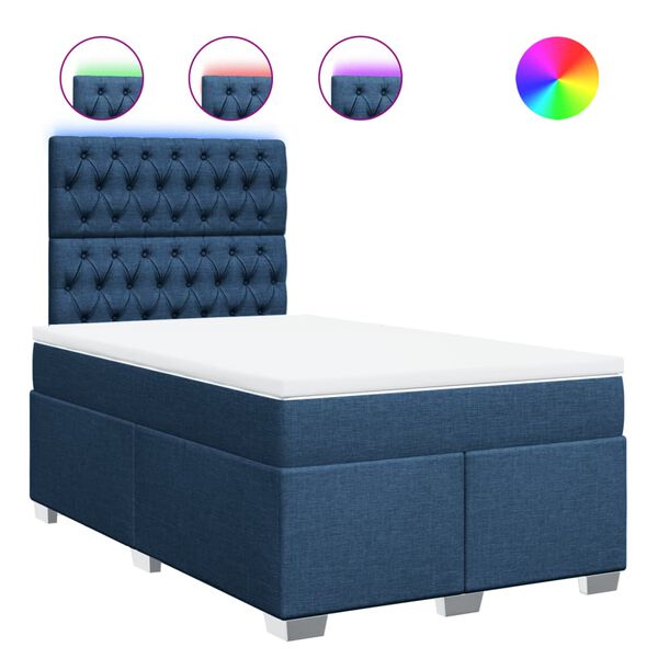 vidaXL Sommier &agrave; lattes de lit avec matelas bleu 120x190 cm tissu