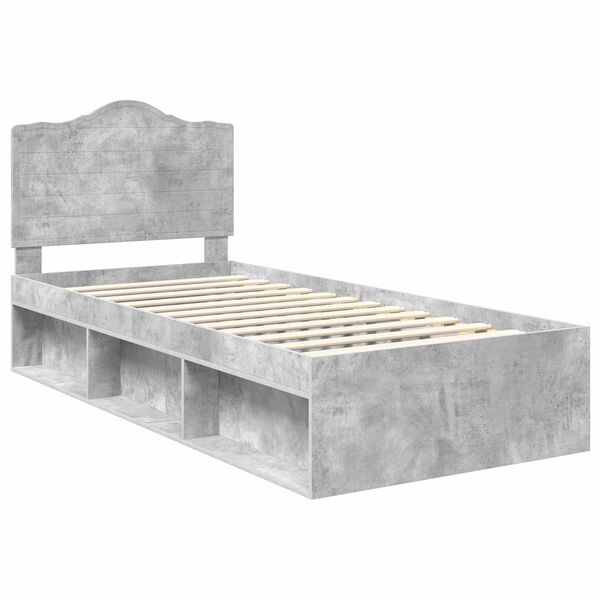 vidaXL Cadre de lit avec t&ecirc;te de lit B&eacute;ton 90 x 200 cm Pin massif