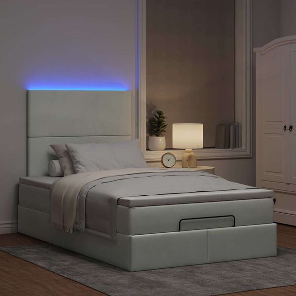 vidaXL Cadre de lit ottoman et matelas gris clair 120x200 cm velours