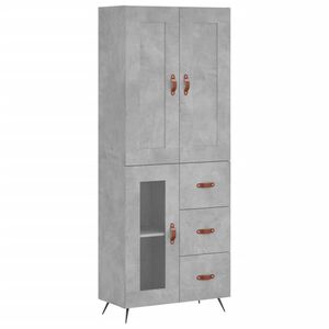 vidaXL Buffet haut Gris b&eacute;ton 69,5x34x180 cm Bois d'ing&eacute;nierie