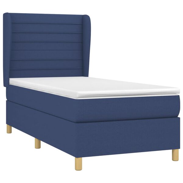 vidaXL Sommier &agrave; lattes de lit avec matelas Bleu 90x190 cm Tissu