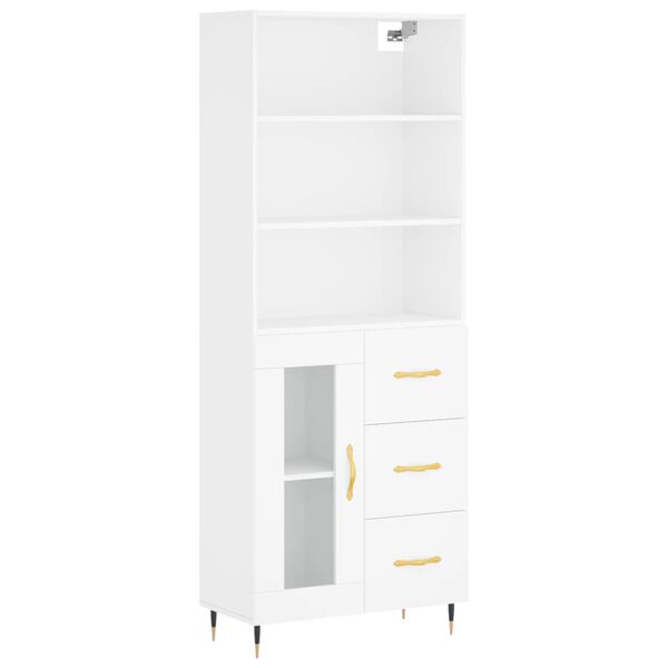 vidaXL Buffet haut Blanc 69,5x34x180 cm Bois d'ing&eacute;nierie