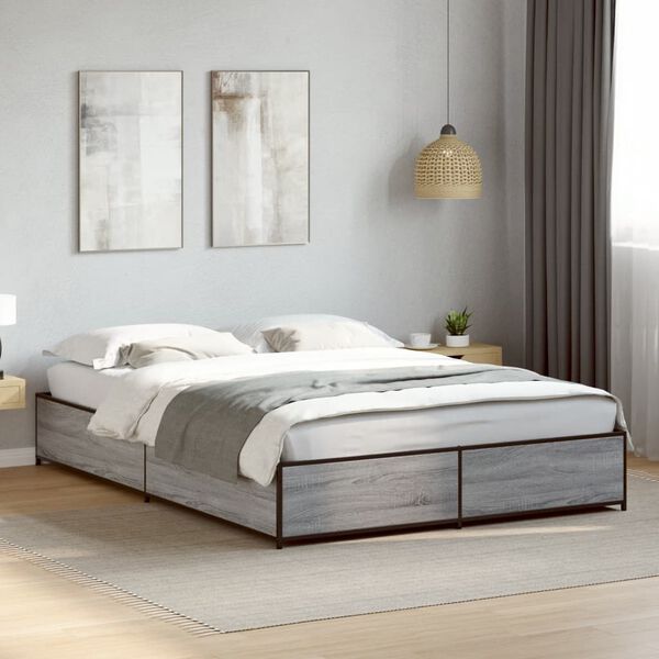 vidaXL Cadre de lit sans matelas sonoma gris 140x190 cm