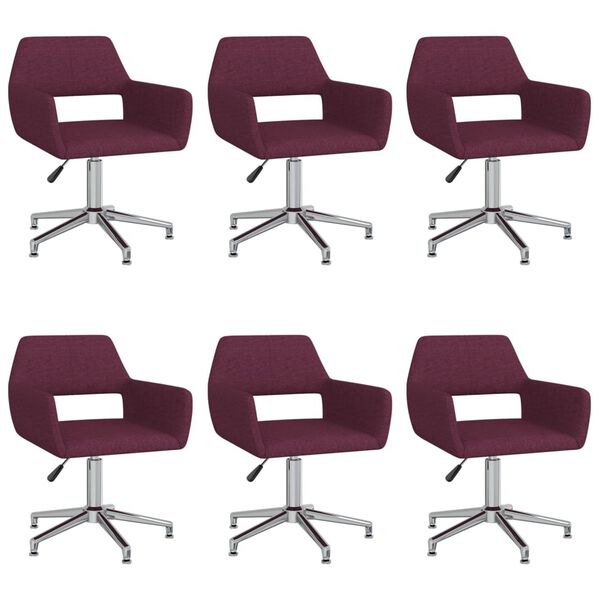 vidaXL Chaises pivotantes &agrave; manger lot de 6 violet tissu