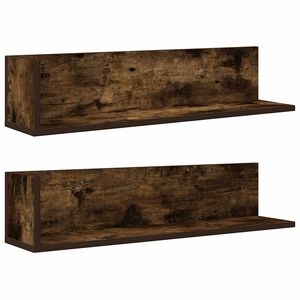 vidaXL &Eacute;tag&egrave;res murales 2 pcs ch&ecirc;ne fum&eacute; 75x16,5x16,5 cm