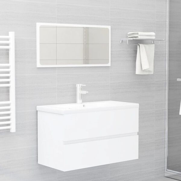 vidaXL Ensemble de meubles de salle de bain blanc bois d'ing&eacute;nierie