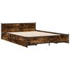 vidaXL Cadre de lit avec tiroirs sans matelas ch&ecirc;ne fum&eacute; 135x190 cm