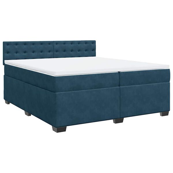 vidaXL Sommier &agrave; lattes de lit et matelas Bleu 200x200 cm velours