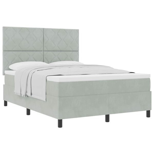 vidaXL Lit &agrave; ressorts avec matelas Gris clair 140 x 200 cm tissu