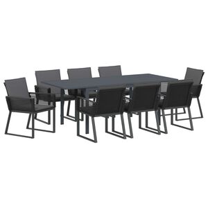 vidaXL Ensemble de salle &agrave; manger pour jardin 9 pcs Noir polyrotin