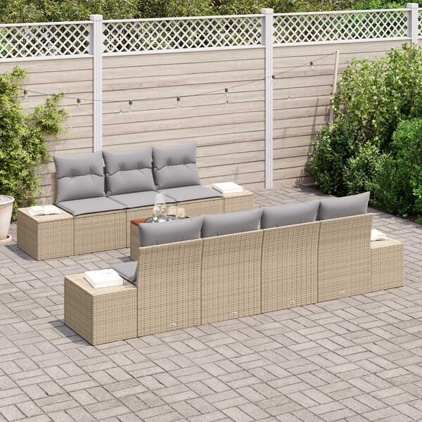 vidaXL Ensemble de canapé de jardin 8 pcs beige et gris clair
