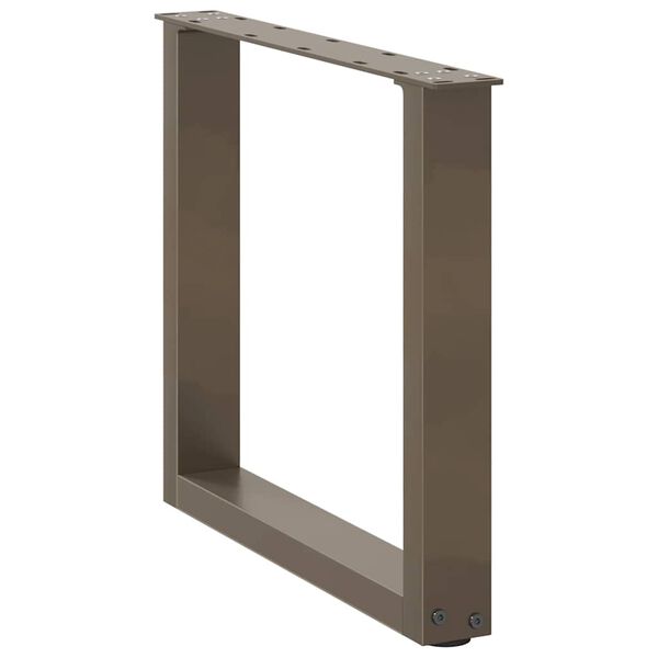 vidaXL Pieds de table basse en U, 2 pi&egrave;ces, acier naturel, 50 x (42-43) cm
