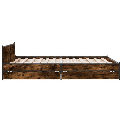 vidaXL Cadre de lit avec tiroirs sans matelas chêne fumé 135x190 cm