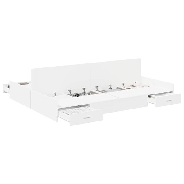 vidaXL Cadre de lit avec rangement avec t&ecirc;te de lit Blanc 150 x 200 cm