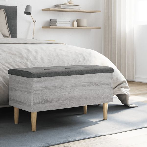 vidaXL Banc de rangement sonoma gris 82x42x46 cm bois d'ing&eacute;nierie