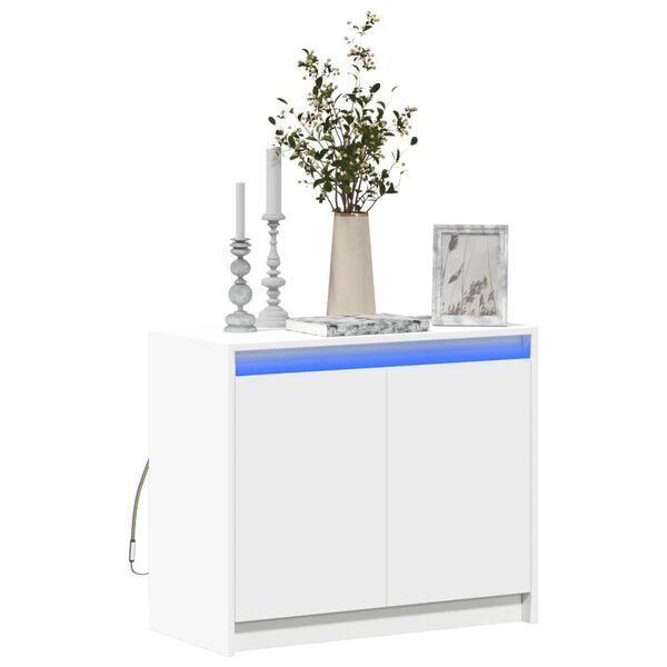 vidaXL Buffet avec LED blanc 72x34x61 cm bois d'ing&eacute;nierie