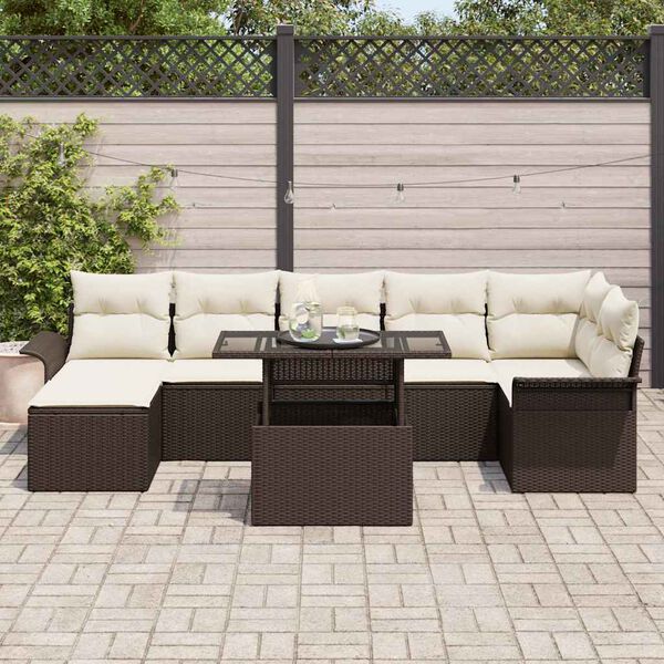 vidaXL Ensemble de canapé de jardin 8 pcs Marron Poly rotin