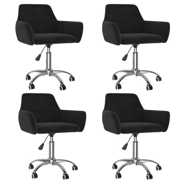 vidaXL Chaises &agrave; manger pivotantes lot de 4 Noir Velours