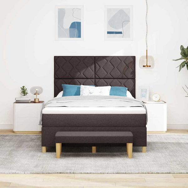 vidaXL Lit &agrave; ressorts avec matelas Marron fonc&eacute; 160 x 200 cm tissu