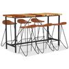 vidaXL Ensemble de bar 7 pcs Bois de r&eacute;cup&eacute;ration et cuir v&eacute;ritable