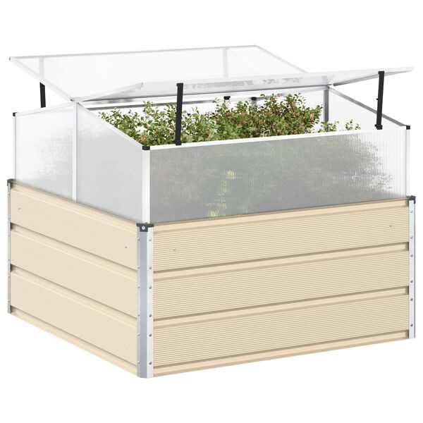 vidaXL Jardini&egrave;re Ivoire 100 x 100 x 77 cm Acier galvanis&eacute;