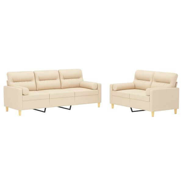 vidaXL Ensemble de canap&eacute;s 2 pcs coussins d&eacute;coratifs et coussins Cr&egrave;me