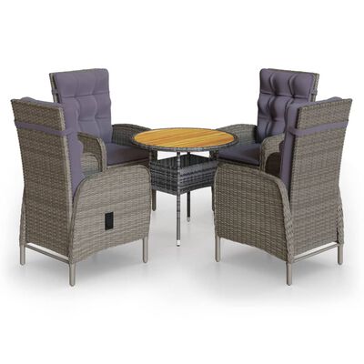 vidaXL Ensemble de bistro de jardin 5 pcs Résine tressée Gris