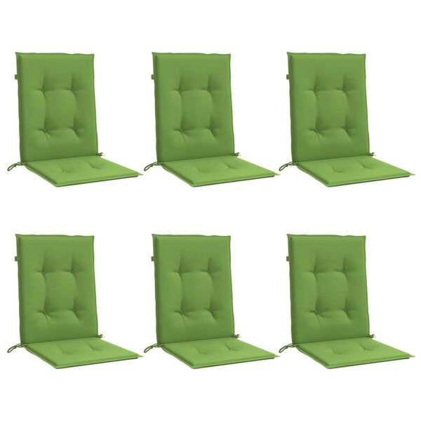 vidaXL Coussins de chaise &agrave; dossier bas lot de 6 vert m&eacute;lang&eacute; tissu