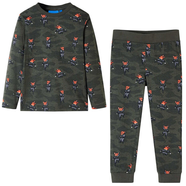 Pyjamas pour enfants &agrave; manches longues kaki 116