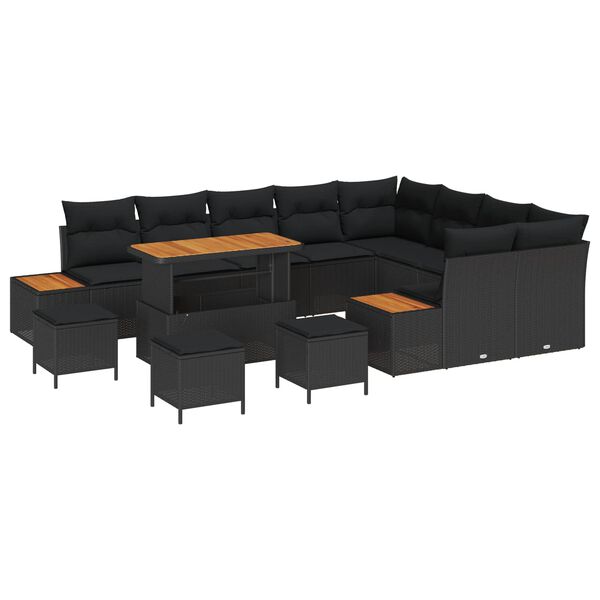 vidaXL Ensemble de canap&eacute; de jardin 13 pcs Noir polyrotin