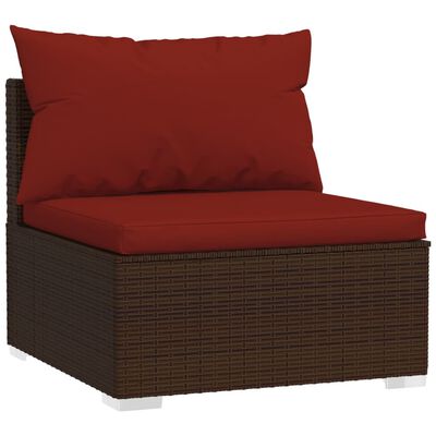 vidaXL Salon de jardin 10 pcs avec coussins marron résine tressée