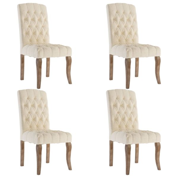 vidaXL Chaises &agrave; manger lot de 4 beige tissu &agrave; l'aspect de lin