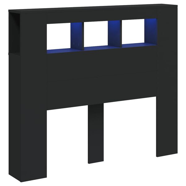 vidaXL Tête de lit à LED noir 120x18,5x103,5 cm bois d'ingénierie