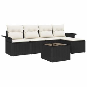 vidaXL Canap&eacute; d&rsquo;ext&eacute;rieur 6 pc Noir polyrotin