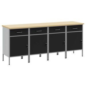vidaXL Placard de travail 4 pcs Noir et gris 200 x 55 x 85 cm