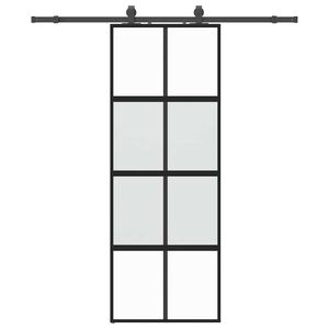 vidaXL Porte coulissante kit quincaillerie noir 76x205 cm verre tremp&eacute;