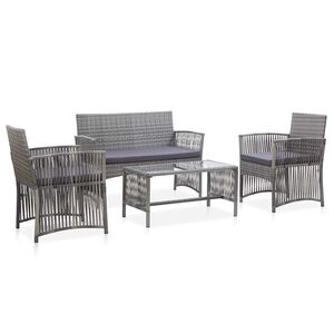 vidaXL Salon de jardin 4 pcs avec coussin R&eacute;sine tress&eacute;e Anthracite