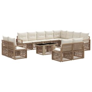 vidaXL Ensemble de canap&eacute; de jardin 13 pc Beige et blanc cr&egrave;me