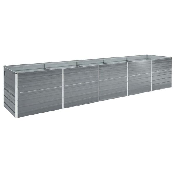 vidaXL Lit sur&eacute;lev&eacute; de jardin Acier galvanis&eacute; 400x80x77 cm Gris