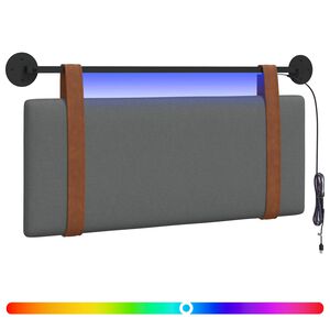 vidaXL T&ecirc;te de lit suspendue Avec lumi&egrave;re LED Gris fonc&eacute; PU antique